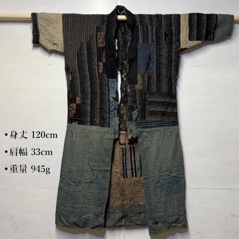 古布 木綿 藍染 刺子 継ぎ接ぎ 襤褸 ⑩ 野良着 サックリ さっくり boro
