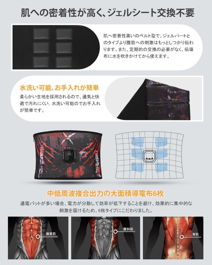 新品・未使用　EMS腹筋ベルト・ジェルシート不要