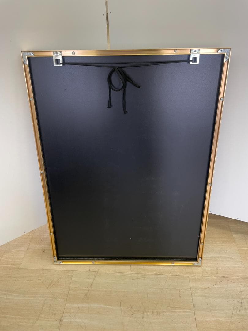 水晶絵　アートパネル　クリスタル　立体　絵画　アート　ブルー　フラワー　ゴールド