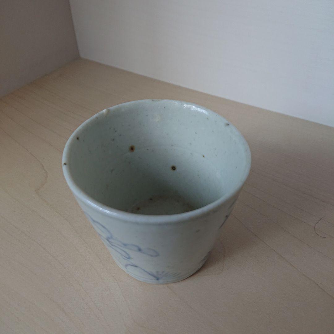 切込焼　大正切込　蕎麦猪口　染付松鶴図