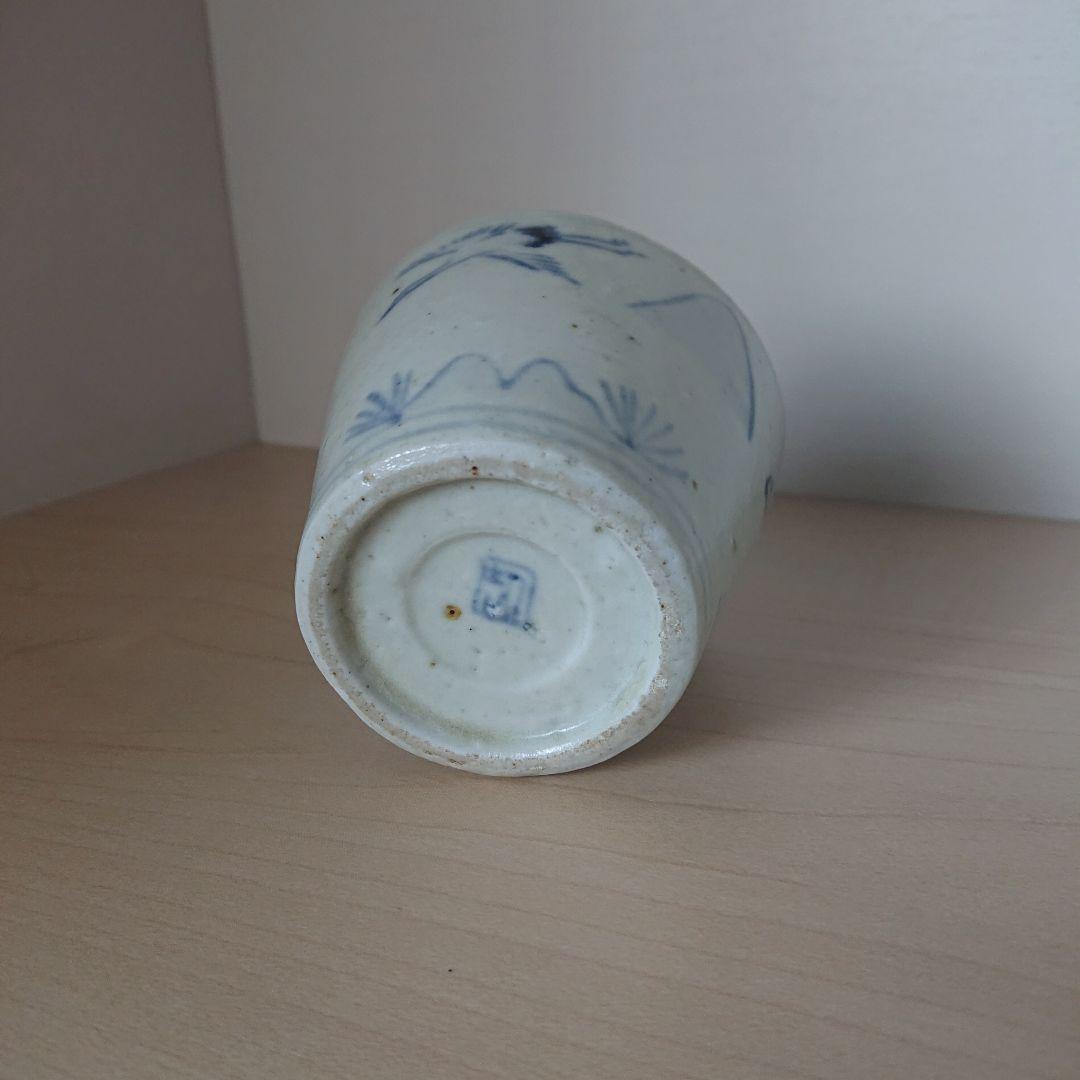 切込焼　大正切込　蕎麦猪口　染付松鶴図