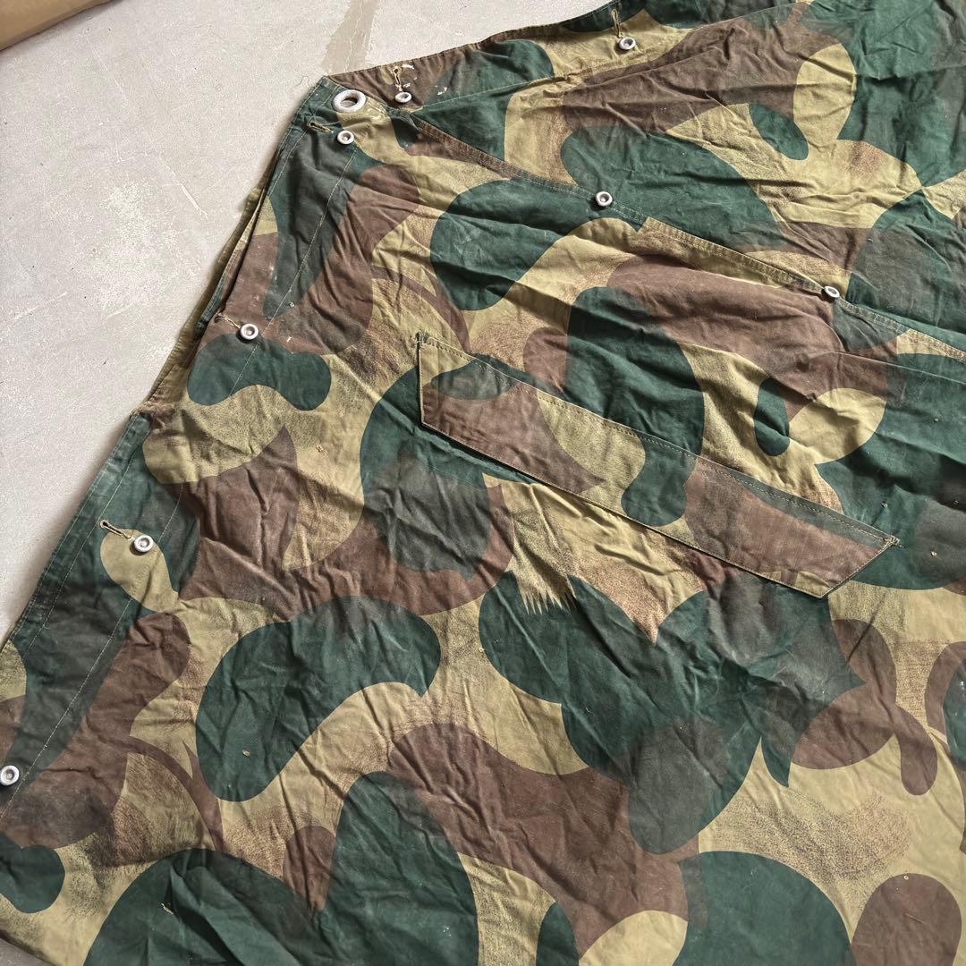 ⑤ベルギー軍実物 50s ブラッシュストロークカモ テント 軍幕 パップテント