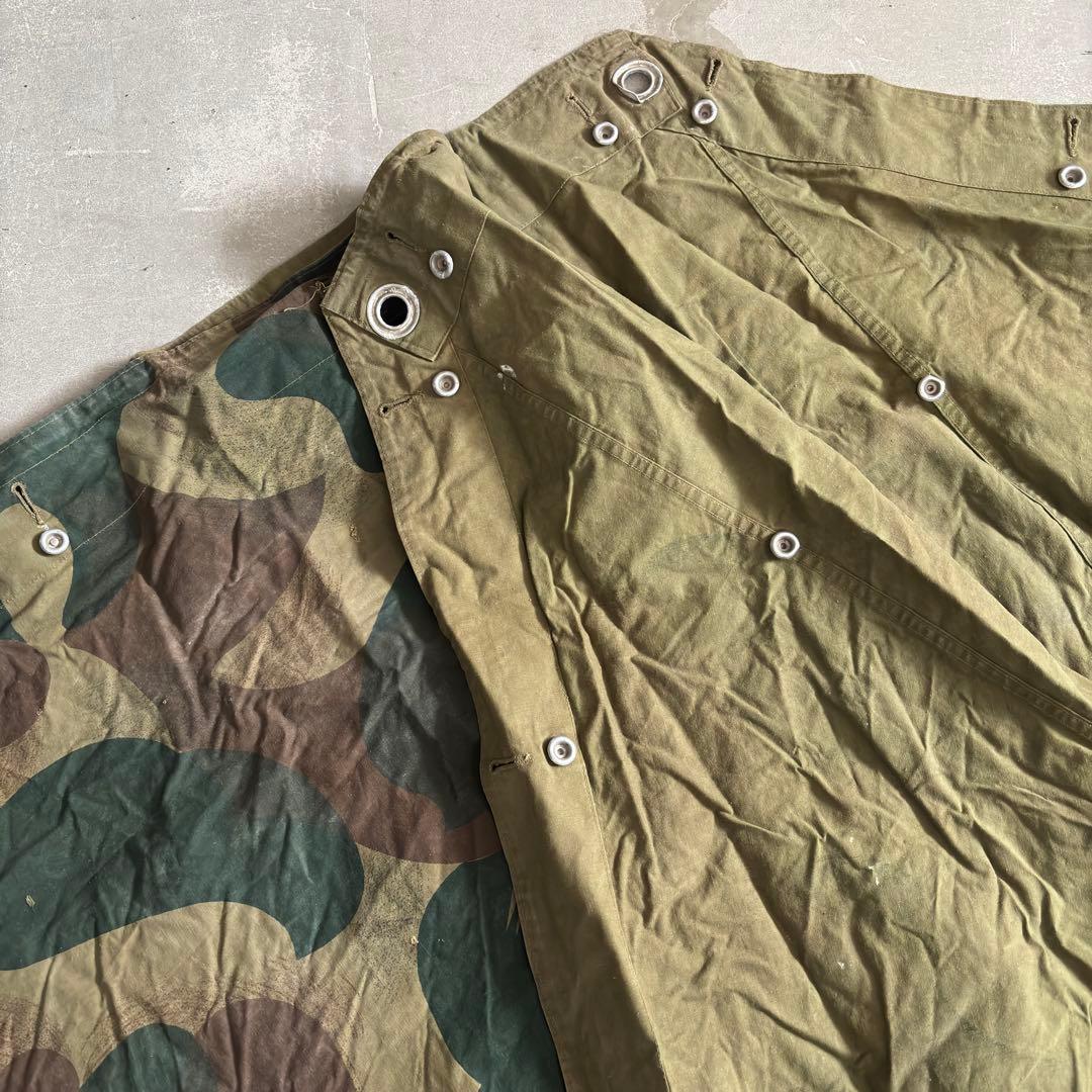 ⑤ベルギー軍実物 50s ブラッシュストロークカモ テント 軍幕 パップテント
