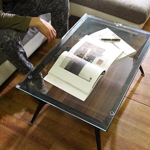 《新品・送料無料》ガラスリビングテーブル クレア 幅80cm ダークブラウン