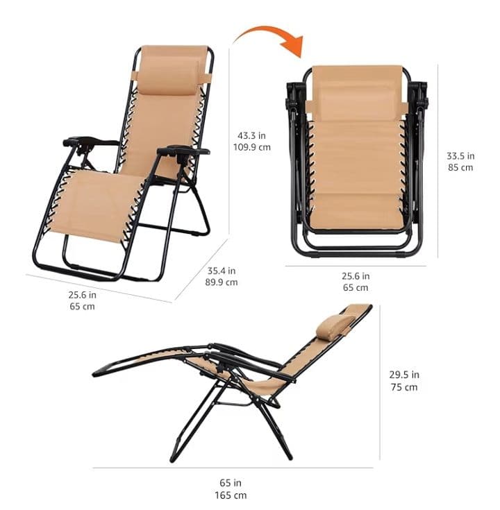 Amazonベーシック 二脚 キャンプ アウトドアチェア ベージュ つ386