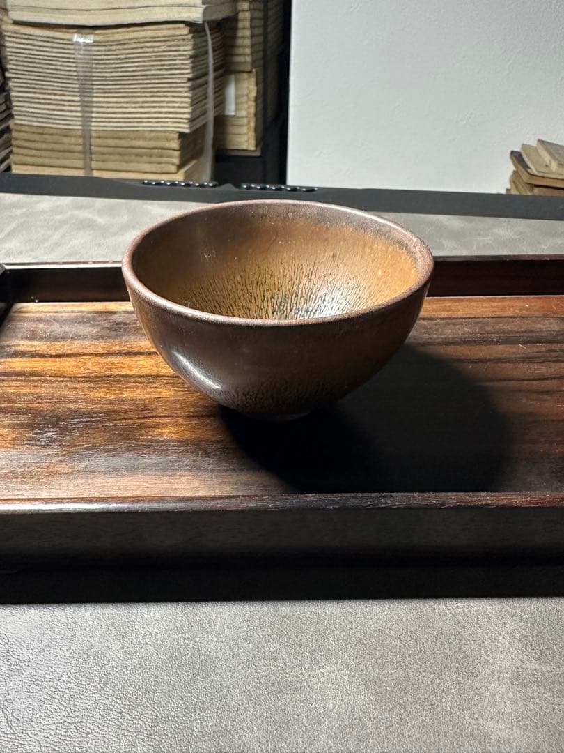 油点天目茶碗 建窑兔毛釉天目茶碗 / 中国古董。洋变天目 边目天目 茶道用具