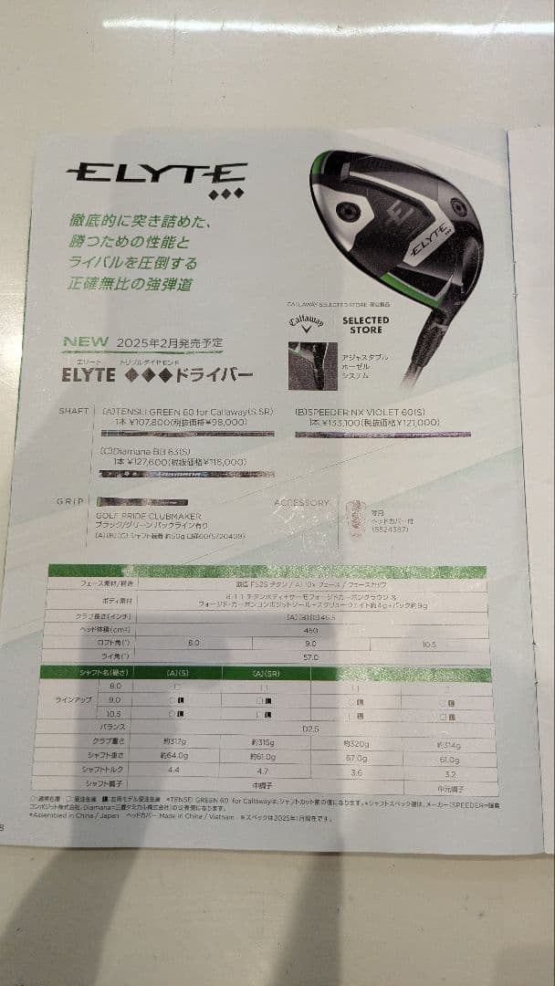 Callaway エリートトリプルダイヤ　ドライバー
