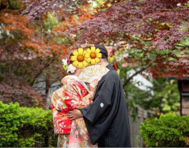 前撮り小物扇子赤い糸 糸電話 和装フォトウェディング アイテム グッズ結婚