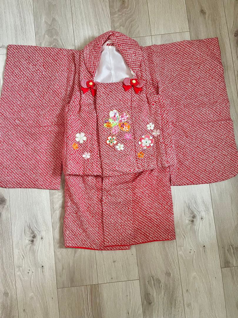 ※美品※ kawaiina 七五三 着物セット 正絹　赤　絞り