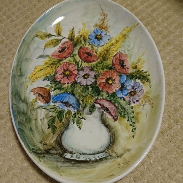 超！早い者勝ち！イタリー製！綺麗な絵画の様な大きな飾り皿！