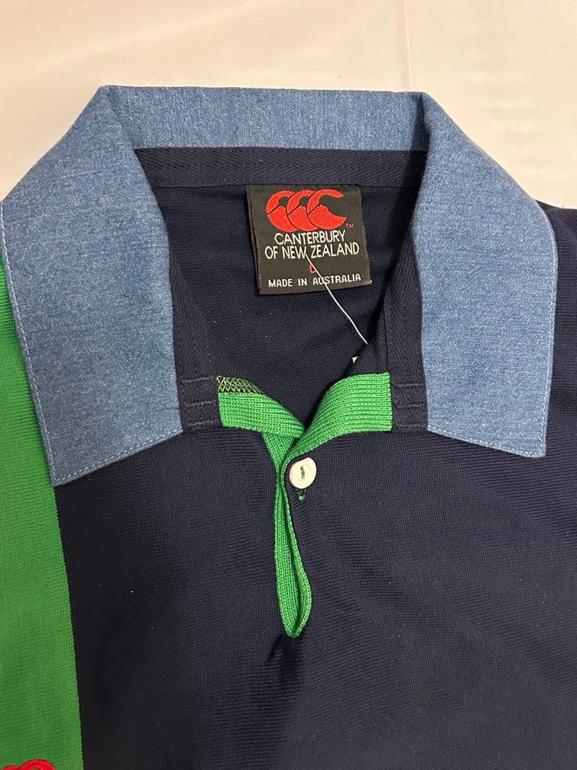 新品 Canterbury ラガーシャツ L マルチカラー 切替 90s