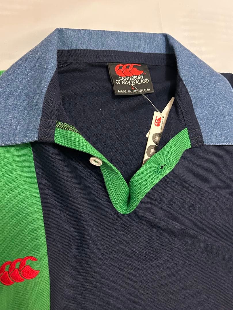 新品 Canterbury ラガーシャツ L マルチカラー 切替 90s