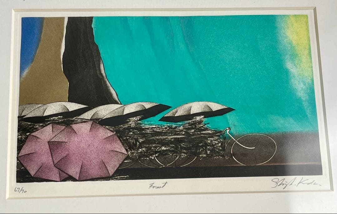 黒田茂樹「Forest」67/70直筆サイン入り 銅版画アート ニールセン額