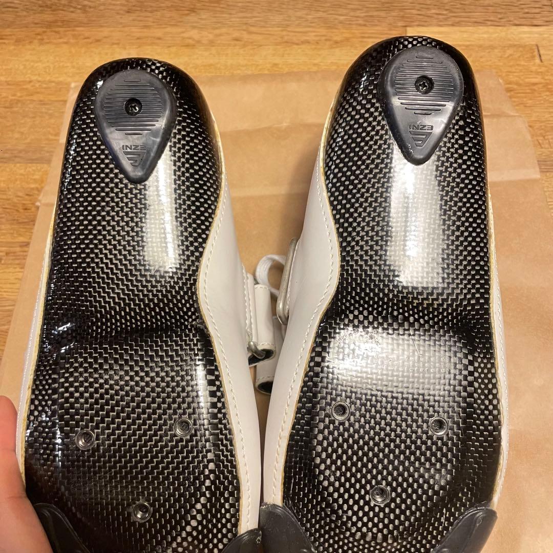 EZNI 自転車シューズ ホワイト ベルクロ　25.5 ハンドメイド　美品　競輪