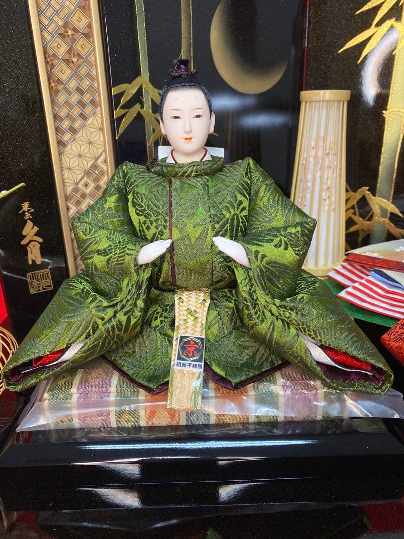 東京久月　人形師　光園作　雛人形親王飾り・伝統工芸　寄木細工・お子様名前プレート