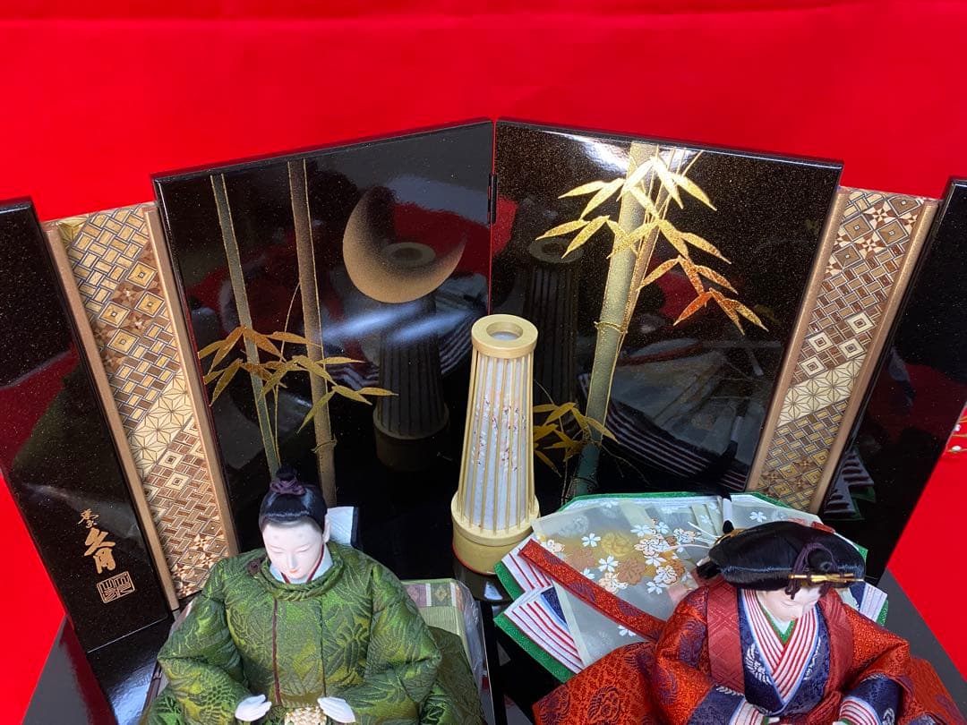 東京久月　人形師　光園作　雛人形親王飾り・伝統工芸　寄木細工・お子様名前プレート
