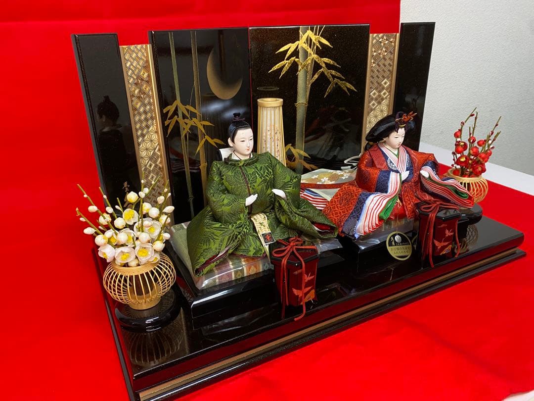 東京久月　人形師　光園作　雛人形親王飾り・伝統工芸　寄木細工・お子様名前プレート