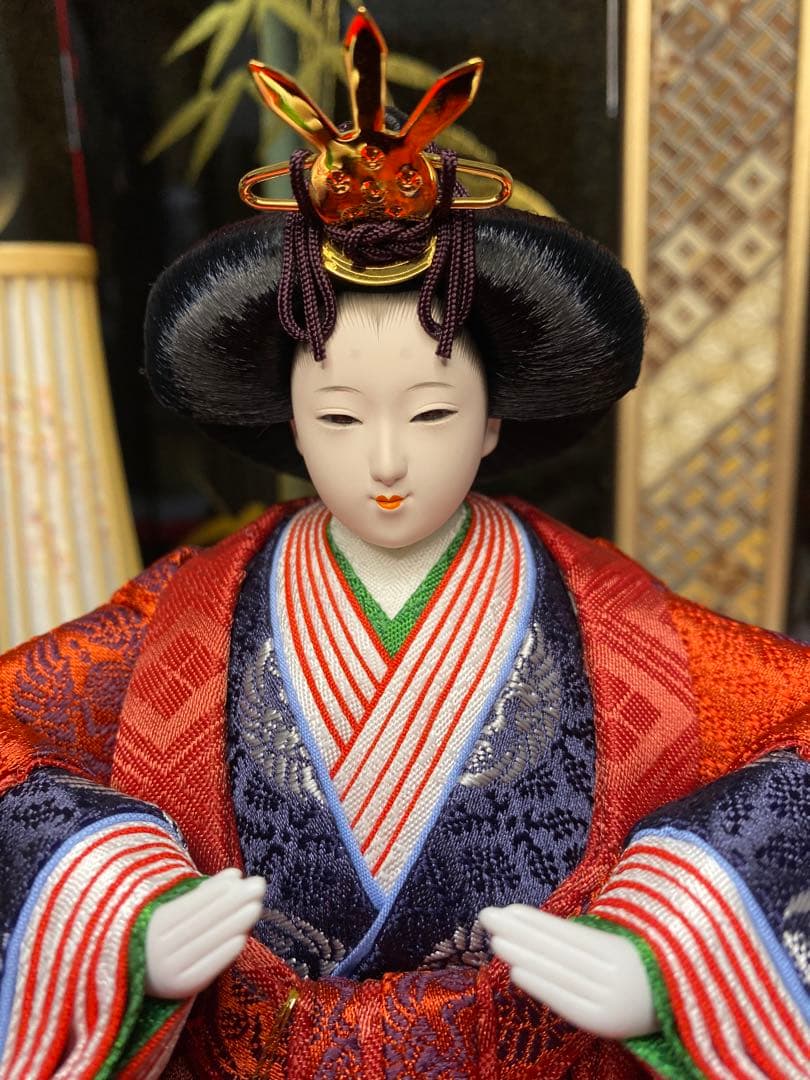東京久月　人形師　光園作　雛人形親王飾り・伝統工芸　寄木細工・お子様名前プレート