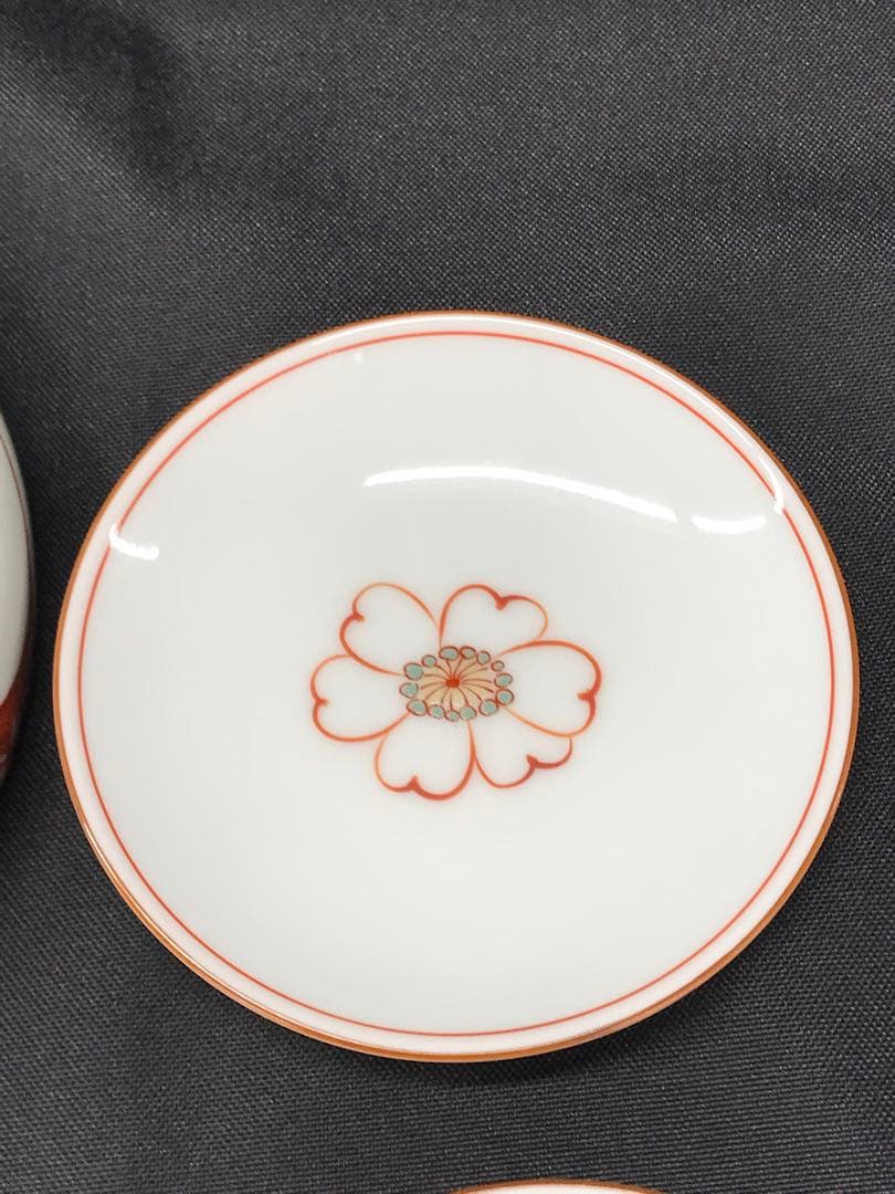 【極美品】香蘭社　赤繪町工房　漬物セット　山茶花　鉢　小皿