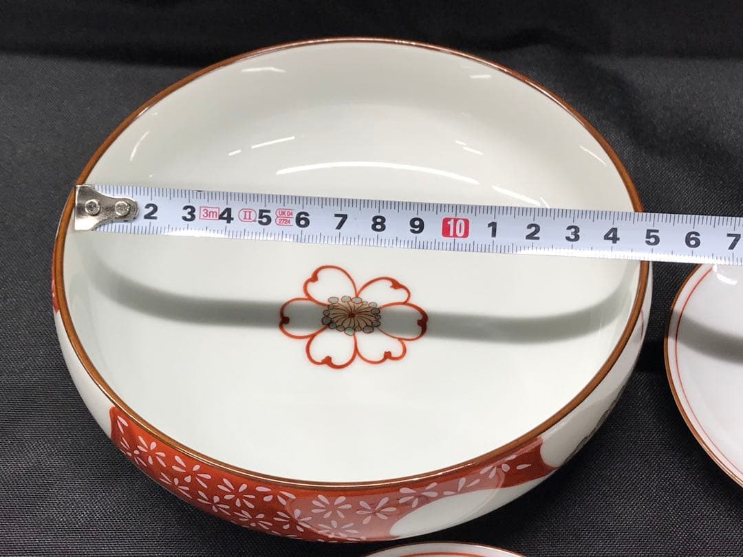 【極美品】香蘭社　赤繪町工房　漬物セット　山茶花　鉢　小皿