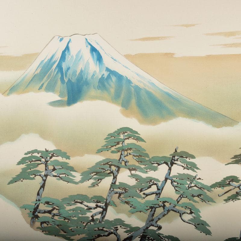 日本画家　横山大観作　工芸画　「松に富士」　額装　C　4320B