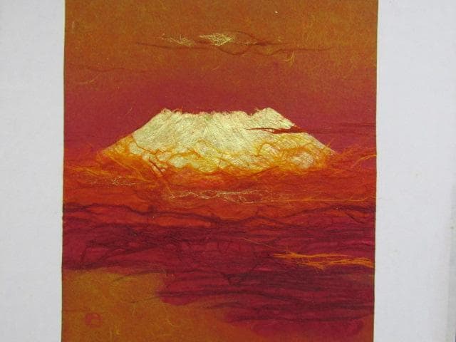 値下げ!Y5-1231◇真作 小原和紙工芸 日展評議員 山内一生 『 富嶽 』◇