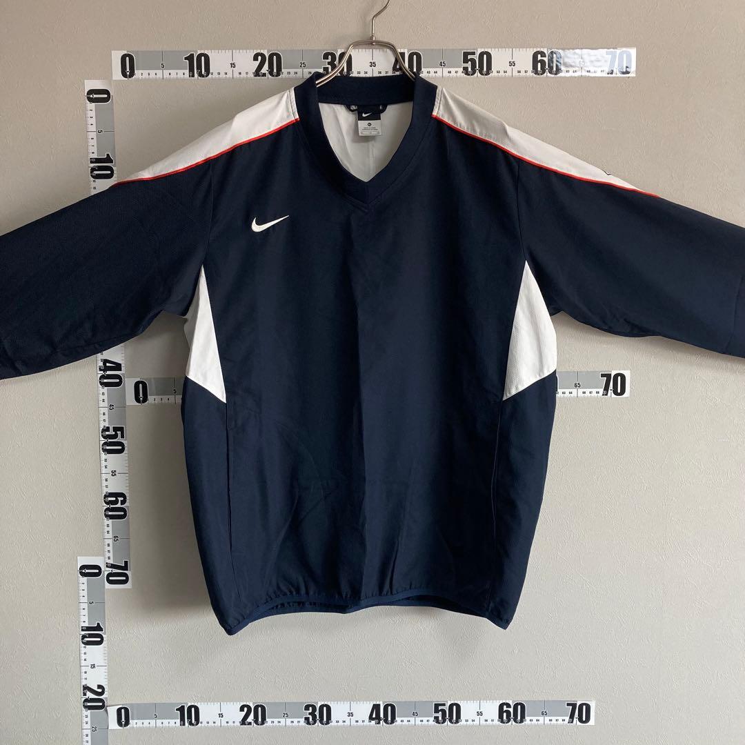 NIKE ナイキ ピステ ナイロンジャケット 紺色 ネイビー 野球 XL 白