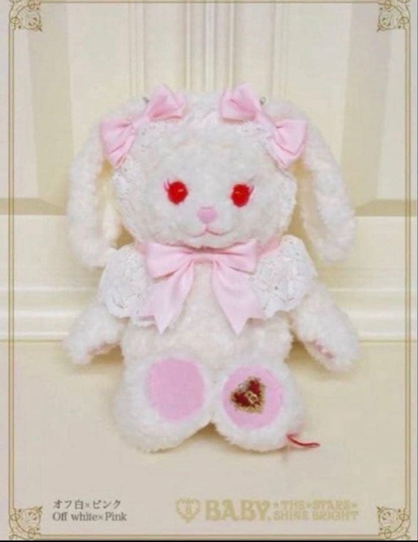 BABY うさくみゃポシェット オフ白×ピンクリボン