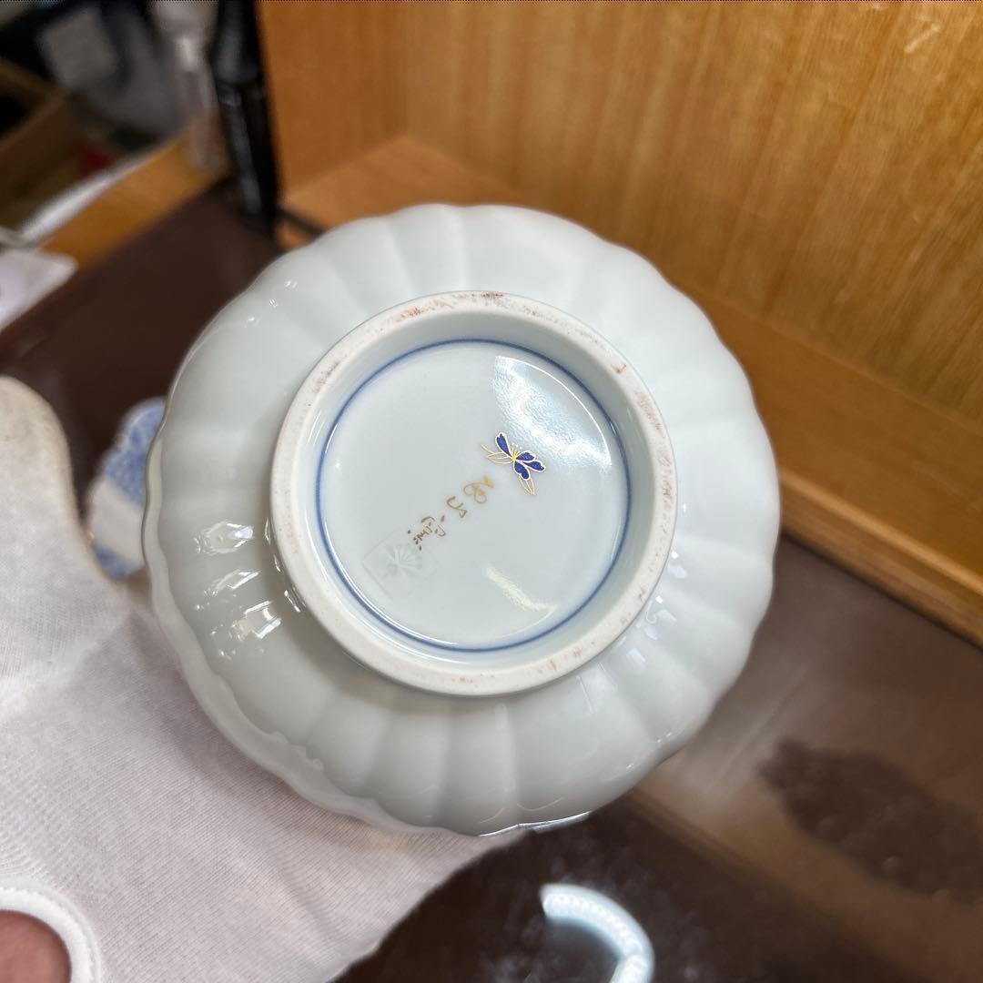 西山窯　古伊万里 金彩染付亀甲唐草文　小鉢揃　美品