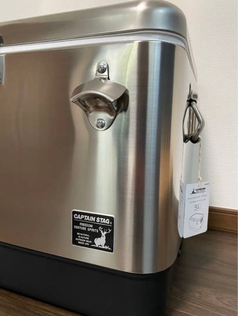 新品 キャプテンスタッグ ステンレスフォームクーラー51L キャリー セット