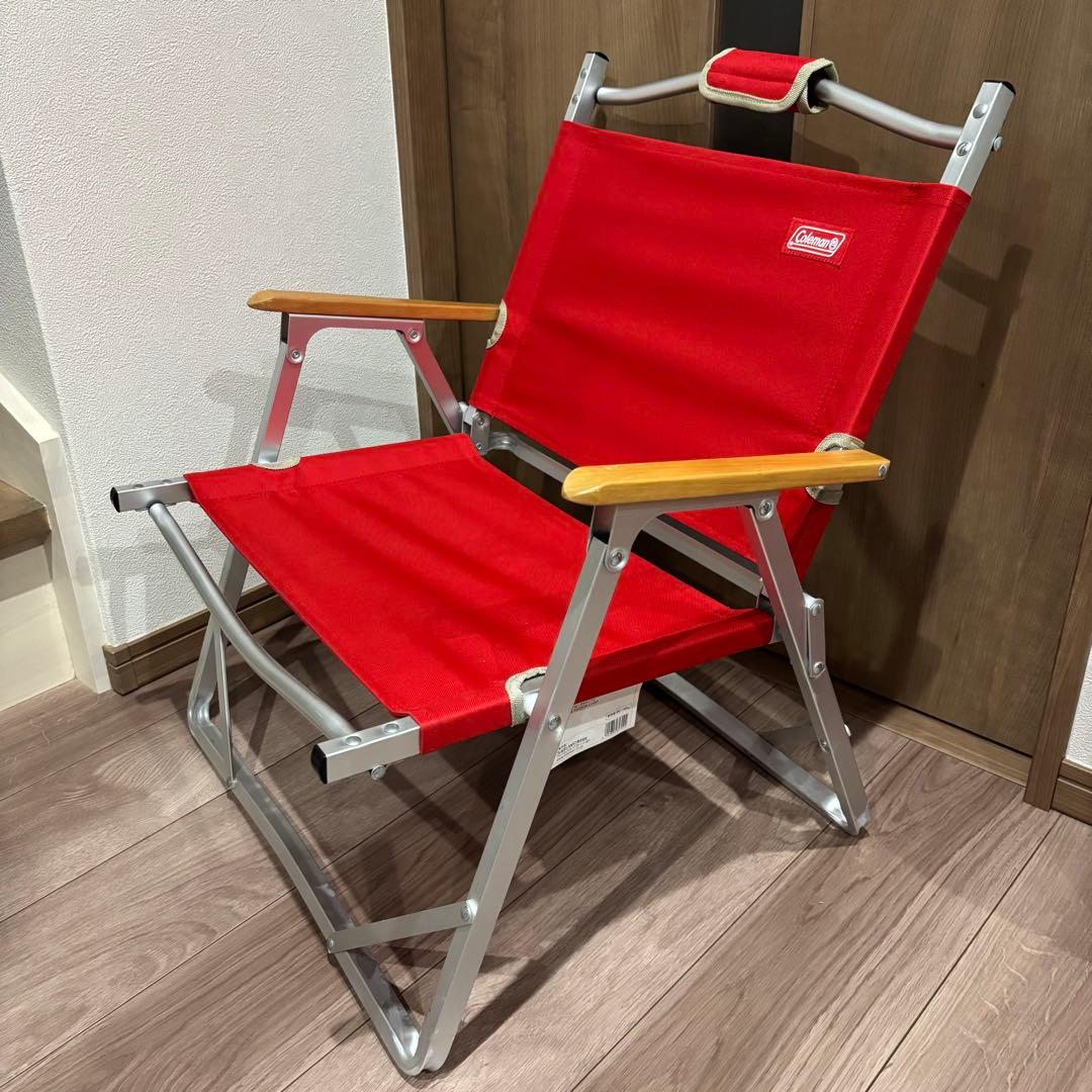 美品✨　Coleman コンパクトフォールディングチェア　レッド&オリーブ　2脚
