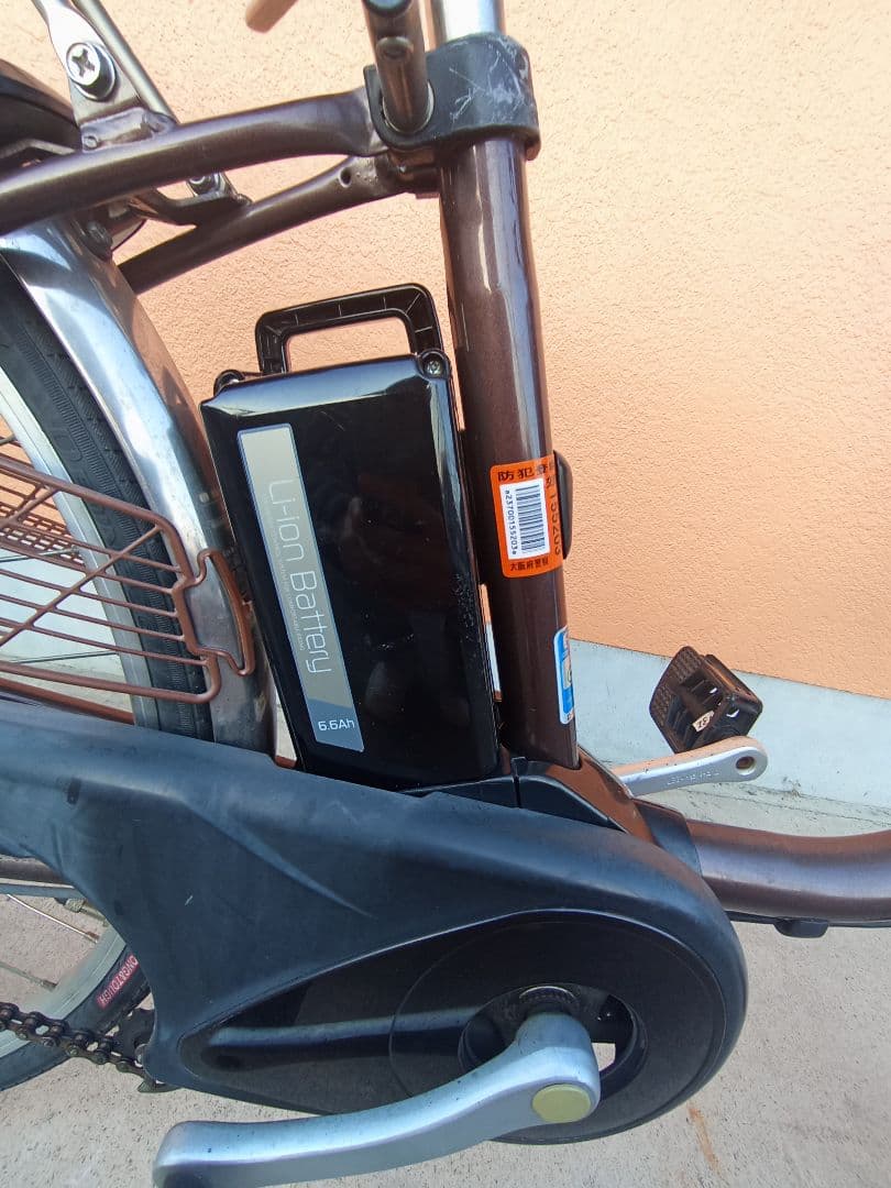 電動アシスト自転車 ブラウン 前後バスケット付き