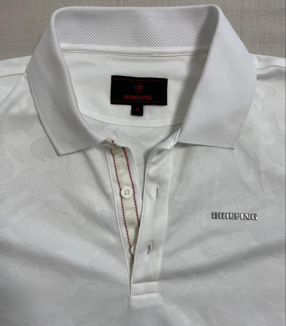 【美品】BRIEFING ブリーフィング 半袖ポロシャツ ホワイト カモ柄 M