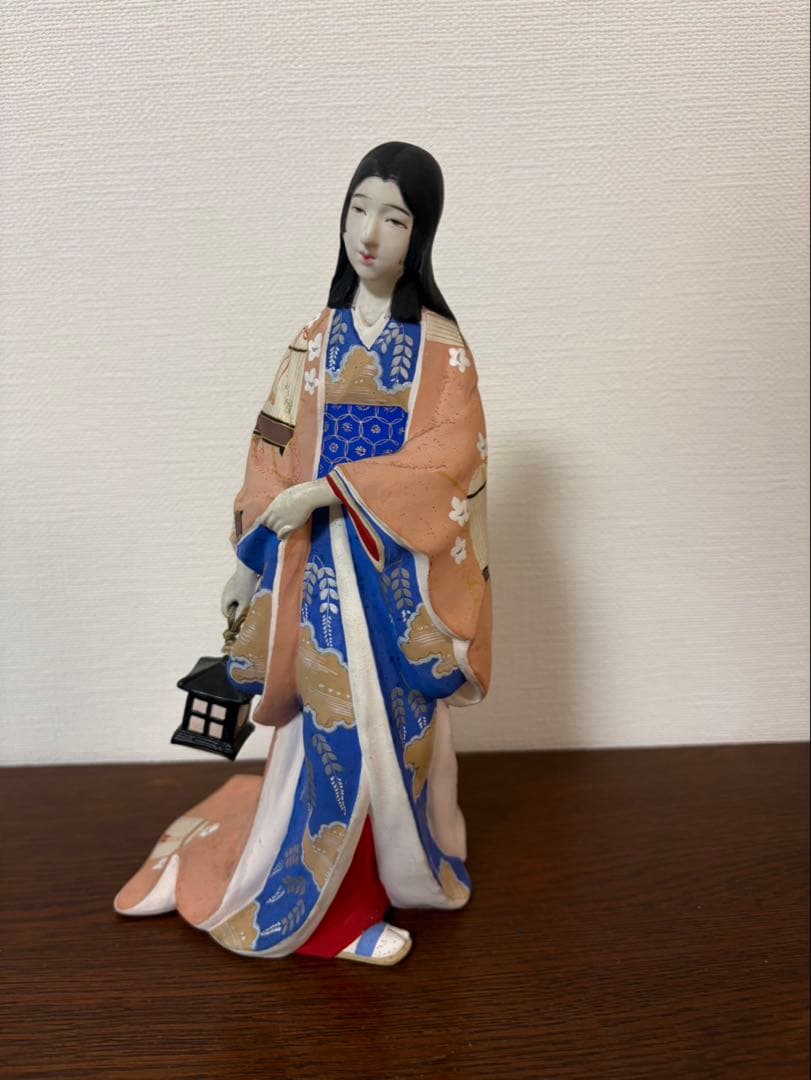 昭和レトロ 京風美人像 灯籠持ち 和装人形 20cm 土人形 和風置物