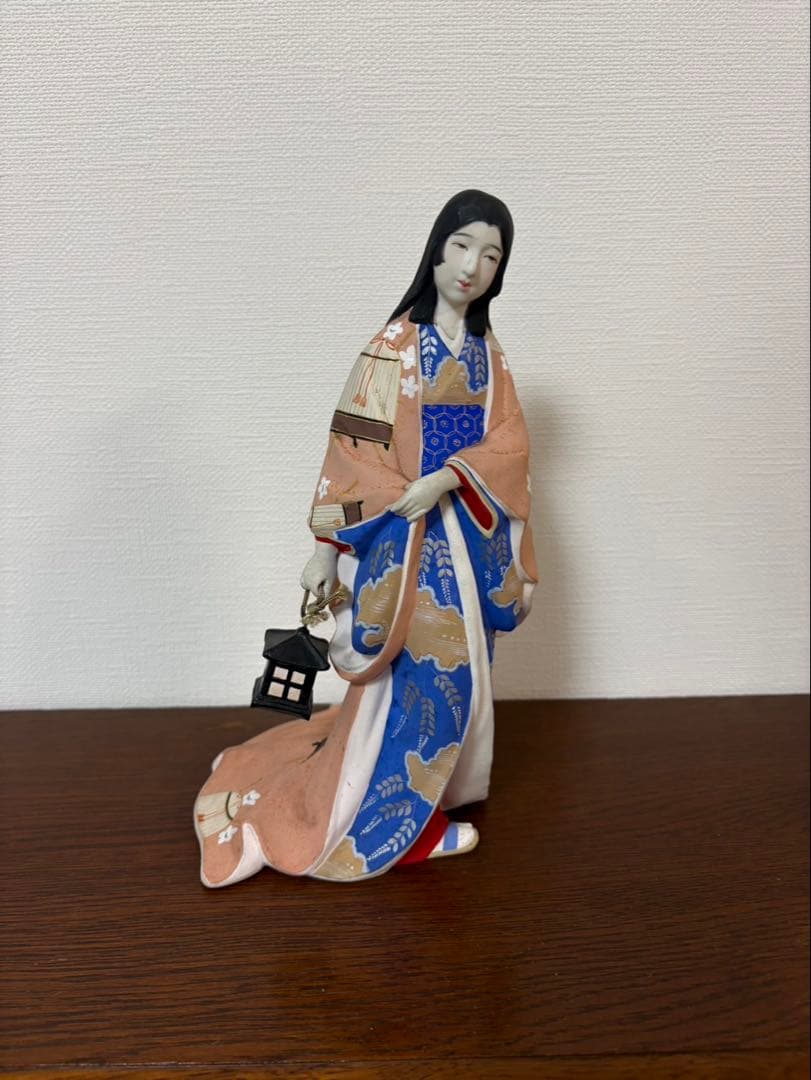 昭和レトロ 京風美人像 灯籠持ち 和装人形 20cm 土人形 和風置物