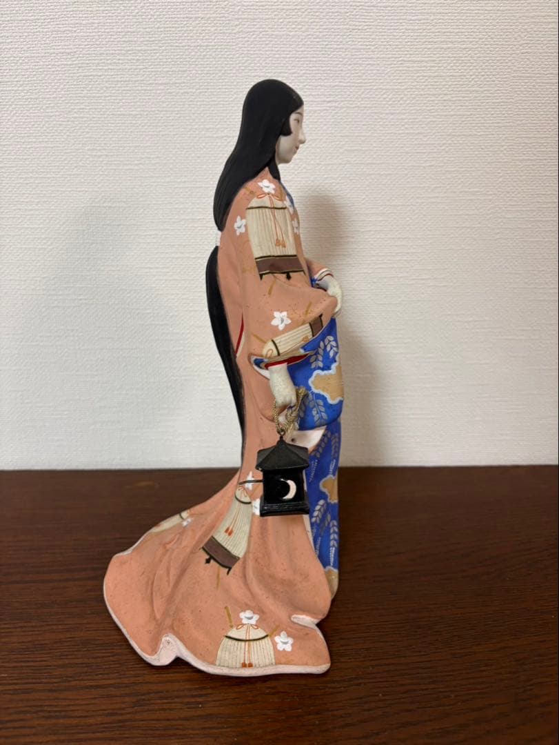 昭和レトロ 京風美人像 灯籠持ち 和装人形 20cm 土人形 和風置物