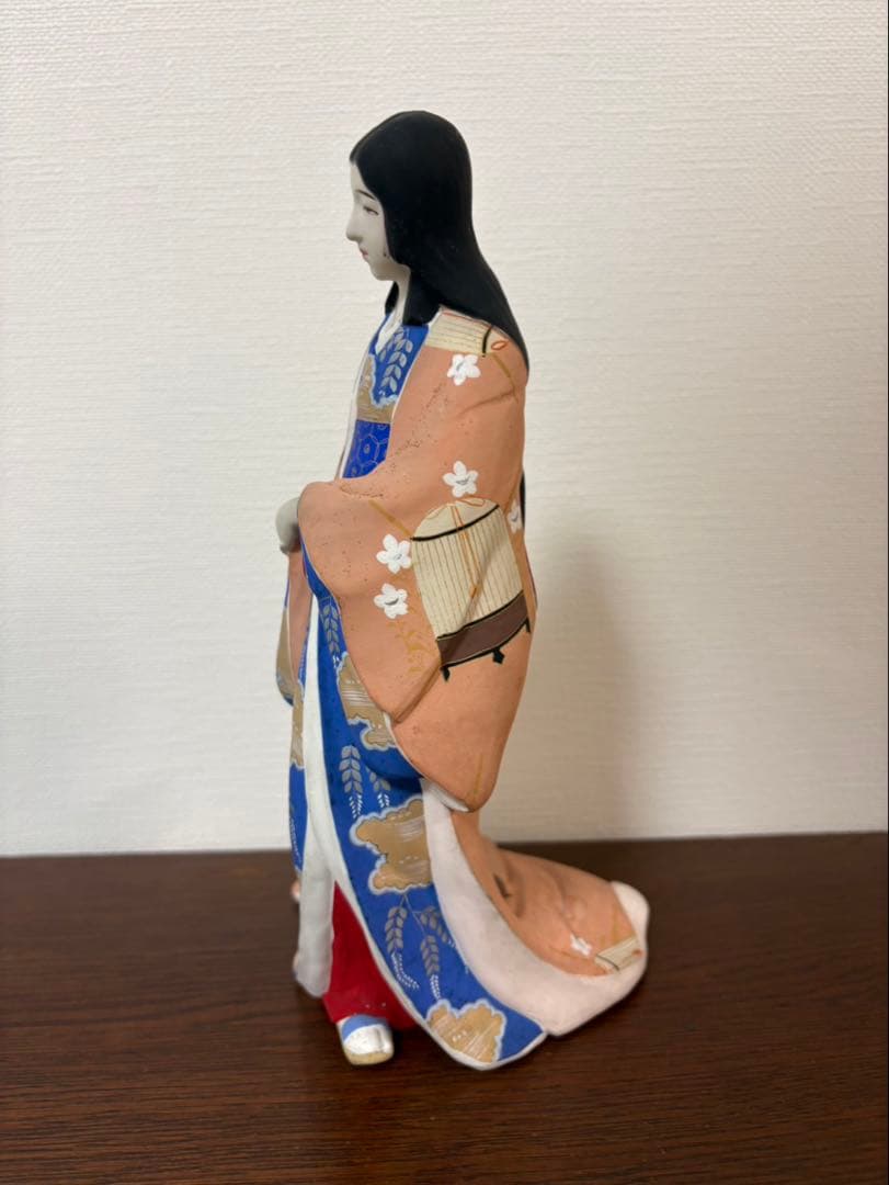 昭和レトロ 京風美人像 灯籠持ち 和装人形 20cm 土人形 和風置物