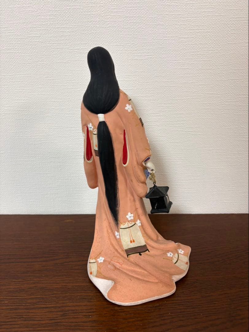 昭和レトロ 京風美人像 灯籠持ち 和装人形 20cm 土人形 和風置物