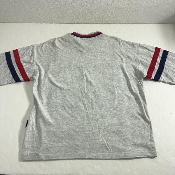 90s カンタベリー ラガーシャツ Vネック 7分袖 L ラグビー グレー白