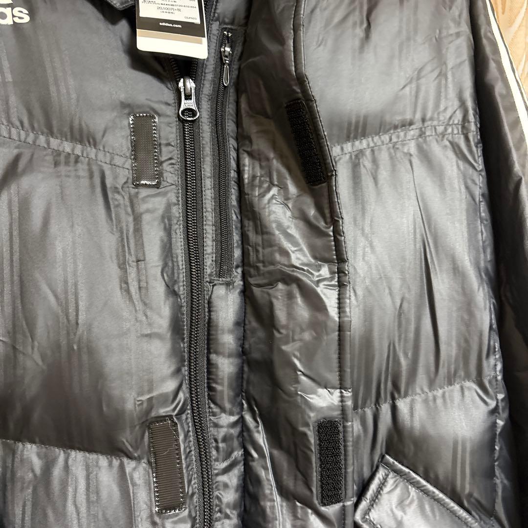新品　メンズadidas ベンチコート L ブラック　中綿ロングコート