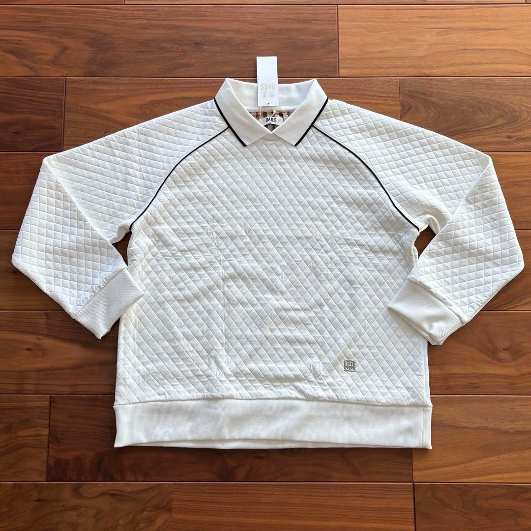 【新品・匿名配送】DAKS GOLF キルティングカットソー　ホワイト　LL
