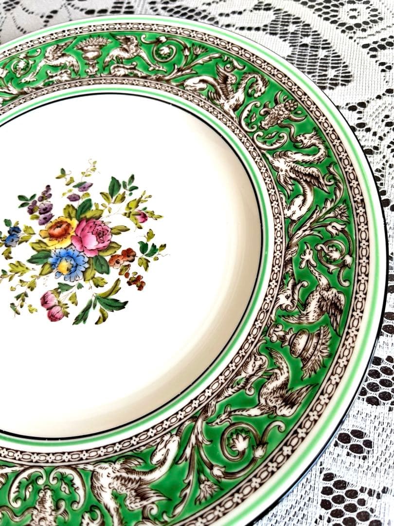 ★ウェッジウッド★ フロレンティーングリーン 22.5cm皿未使用品 S198