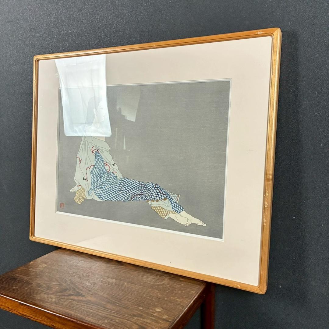 【出品3/3まで】加山又造「網」オリジナル木版画 サイン・証明シール アダチ版画