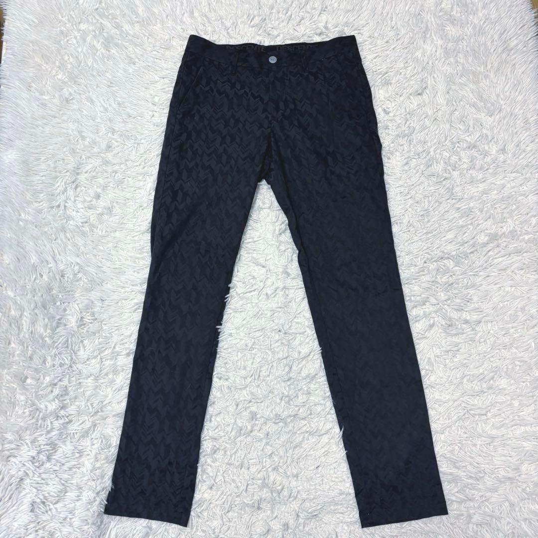 デサント ゴルフ パンツ 黒 総柄 ブラック ストレッチ ウェア