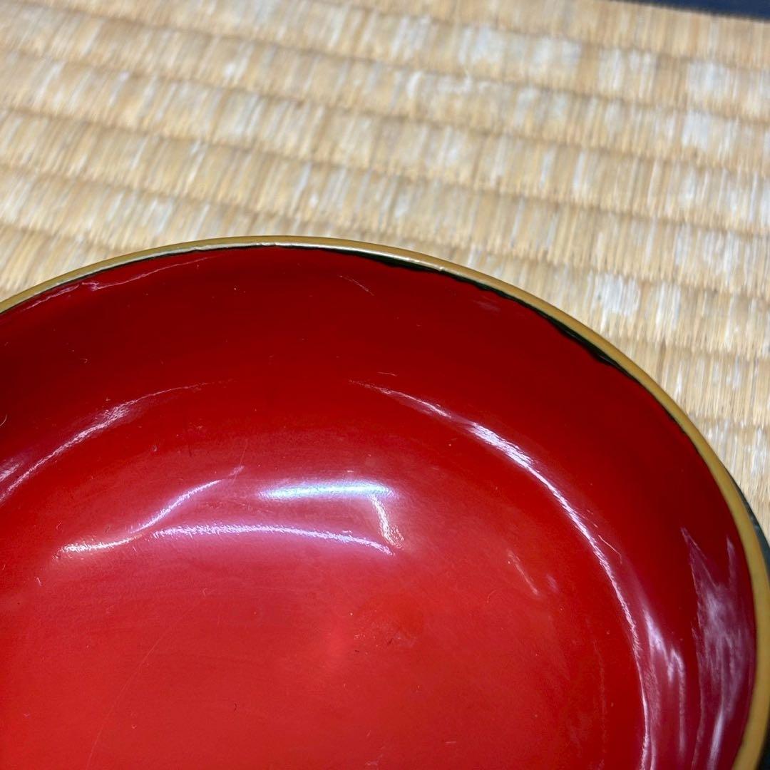 C- 1049▲お正月　祝い事　木製漆器　りんご型　蓋物　6客