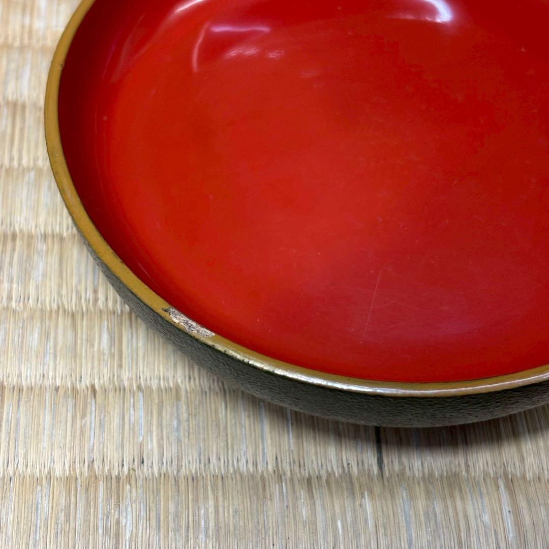 C- 1049▲お正月　祝い事　木製漆器　りんご型　蓋物　6客