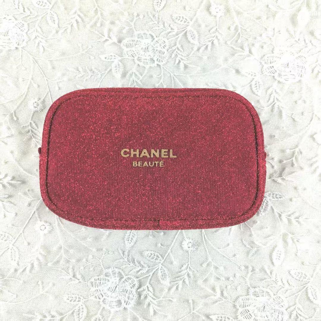 CHANEL ノベルティポーチ　チェーン付き　レッド x1