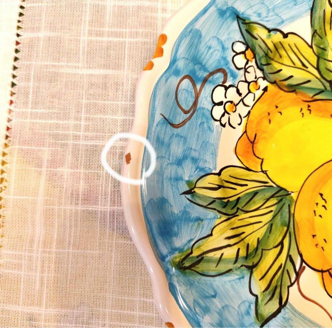 アマルフィ　レモン柄　絵皿（壁掛器具付き）イタリア陶器