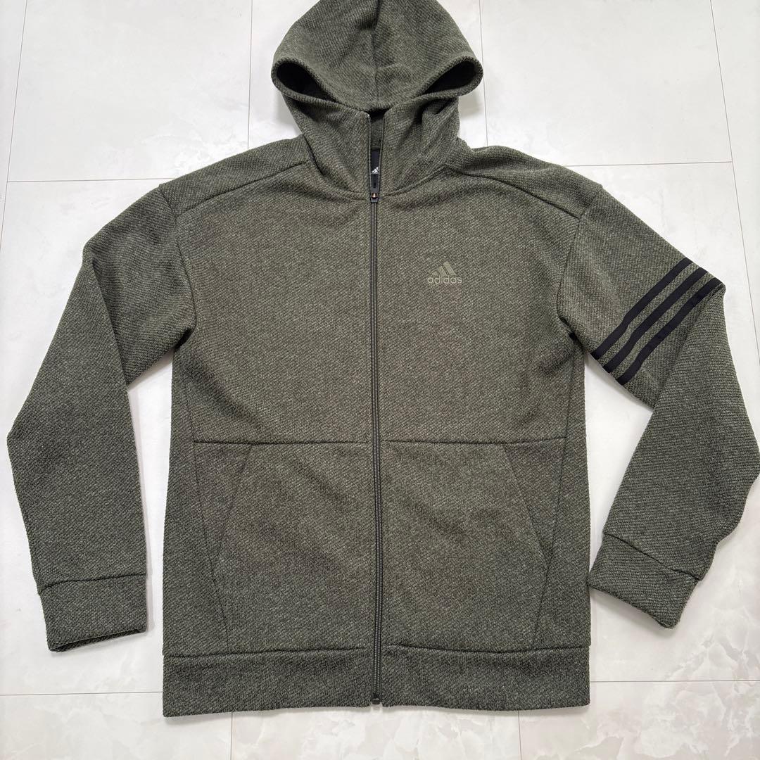 adidas裏起毛　上下　濃グリーン　メンズM