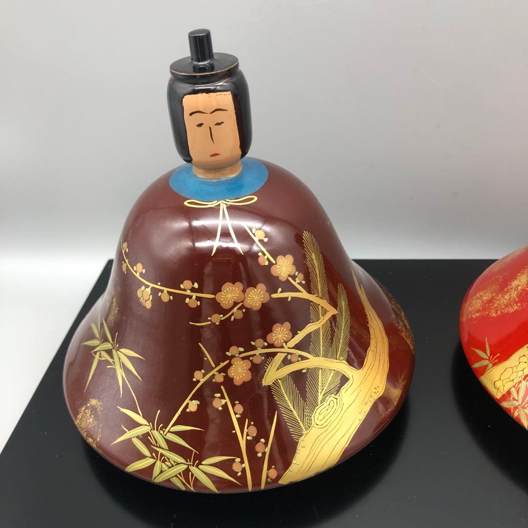 希少雛人形伝統工芸漆器木製金彩花柄着物漆塗りひなまつり飾りアンティークお雛様